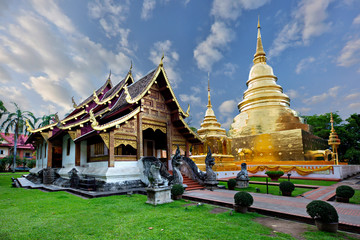 Buddhist temple known as Wat Phra Singh, in Chiang Mai, Thailand.