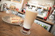 perfect cafe latte with biscotti