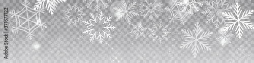 Fotografía Vector heavy snowfall, snowflakes in different shapes and forms