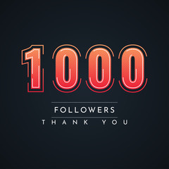 Wall Mural - Thank You 1000 Followers illustration template design