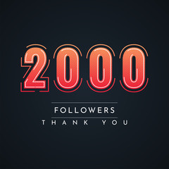 Wall Mural - Thank You 2000 Followers illustration template design