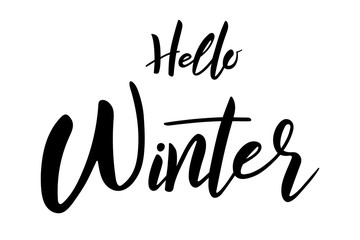 Wall Mural - Hello winter brush hand lettering text isolated