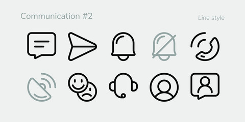 Wall Mural - A set of nifty outline communication icons for web or app interface and presentation projects (Volume #2)