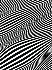 Poster - Abstract rippled or black lines pattern with wavy vibrant facture on white background and texture. Poster design. Vector illustration. 
