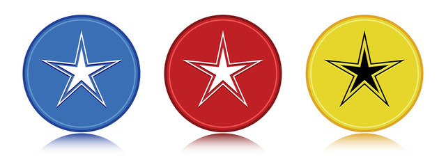 Star icon flat round button set illustration