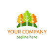 Vector logo - grove or trees or forest in sybolic concept - for ecology, environment, botanical garden, park, wildlife sanctuary