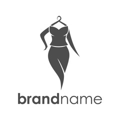 hanging women dress logo creative concept