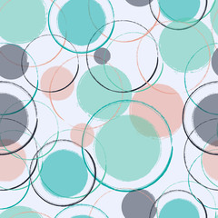 Abstract seamless pattern design with dry paint textured circles	