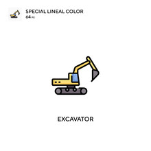 Excavator Special Lineal Color Vector Icon. Excavator Icons For Your Business Project