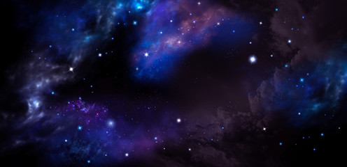 Wall Mural - fantasy deep space, nebula and stars in night sky banner