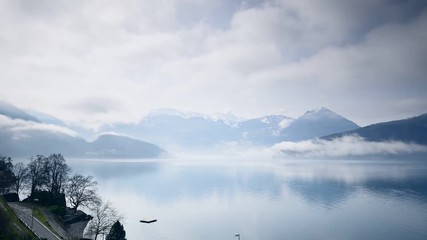 Wall Mural - Clouds move over mountains and Lake Lucerne. Switzerland. Klewenalp. Canton of Nidwalden, Beckenried