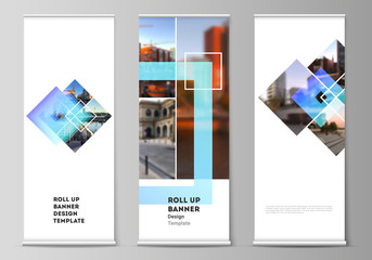 Poster - the vector illustration of the editable layout of roll up banner stands, vertical flyers, flags desi