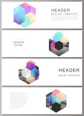 Poster - Vector layout of headers, banner design templates with abstract shapes and colors for website footer design, horizontal flyer design, website header backgrounds.