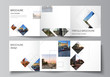 © Raevsky Lab - Vector layout of square format covers design templates with geometric simple shapes, lines and photo place for trifold brochure, flyer, magazine, cover design, book, brochure cover.
