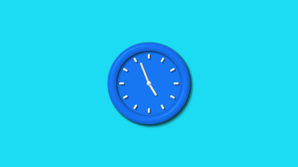 12 hours 3d wall clock icon on cyan background,clock icon