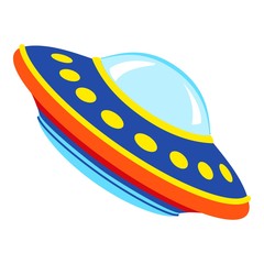 Sticker - Ufo spaceship icon. Cartoon of ufo spaceship vector icon for web design isolated on white background