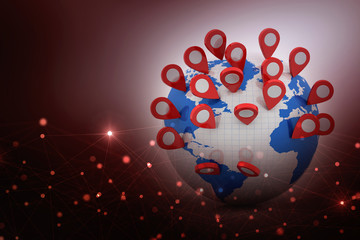 Poster - 3d rendering Red map pointer
