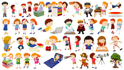 Sticker - Set of cute kids cartoon character