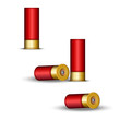 Shotgun cartridge for hunting and skeet shooting, shotgun shells red case with capsule, realistic 3d vector model isolated on white