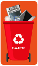 Red Recycle Bins With Recycle Symbol On Red Background