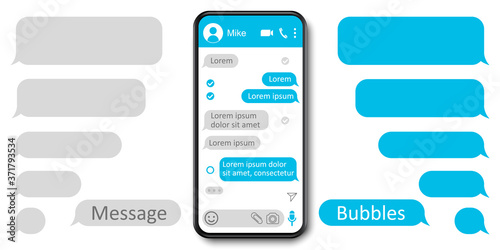 Cuadros en Lienzo Set message template bubbles icons, dialogue, chatting sms