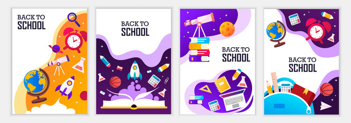 Wall Mural - back to school banners. set of colorful templates for banners, posters, flyers, covers, invitations,