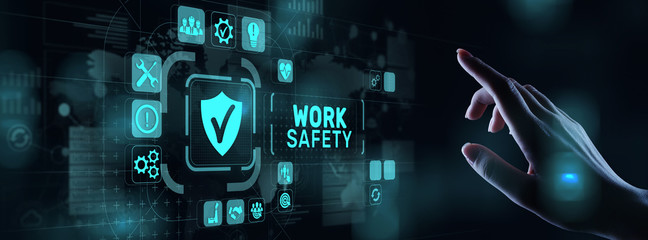 Work safety instruction standards law insurance industrial technology and regulation concept.