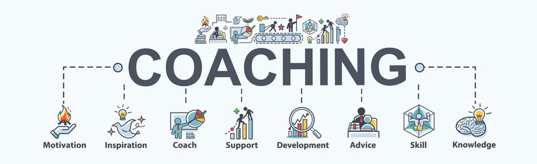 coaching banner web icon for training and success, motivation, inspiration, teaching, coach, learnin