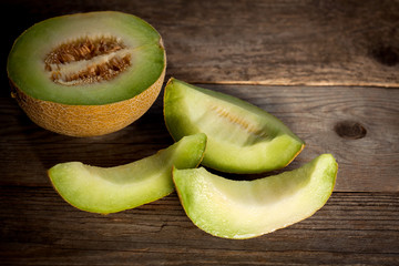 ripe melons on the kitchen table