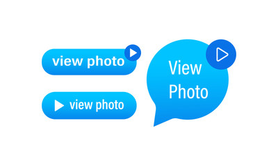 Poster - View Photo icon button. Direct Messaging. Sticker set. Vector on isolated white background. EPS 10.