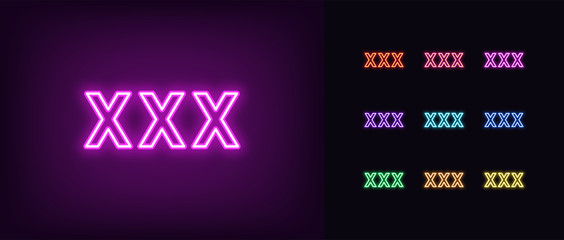 Poster - Neon XXX icon. Glowing neon XXX sign, adult content