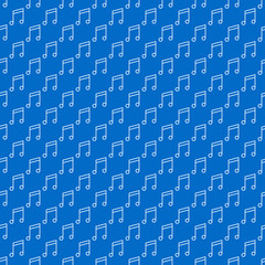 Aufkleber - Vector Musical Note blue simple seamless pattern or Music concept background