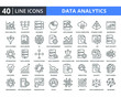 © 8CONS - Data Analysis Vector Line Icons Pack. Related Of Diagram, Analytics, Statistics, Charts, Big Data, Processing. Simple Thin Lines Quality Icon For Web Elements
