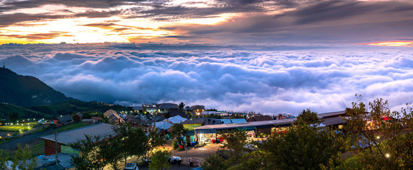 Panorama of mountain scenery in the morning at Phu Thap Berk Viewpoint, Phetchabun, Thailand