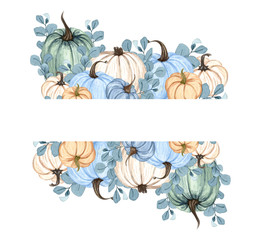 Wall Mural - Watercolor pumpkin composition, floral pumpkins, Halloween clip art, autumn design elements, fall arrangement, Harvest clip art isolated on white