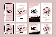 Set Of Editable Instagram Stories Template. Vector Illustration Sale Banners For Social Media.