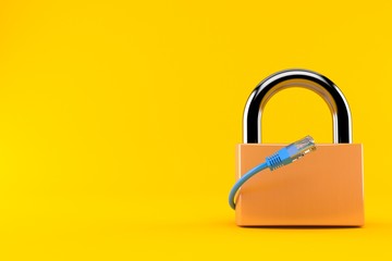 Canvas Print - Padlock with network cable