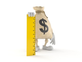 Poster - Dollar money bag character holding ruler