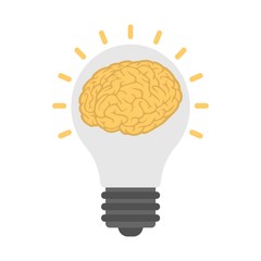 Creative brain idea and light bulb icon design for poster flyer cover brochure, business idea, education concept.