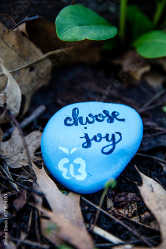 A rock painted with the message, \