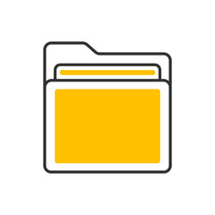 Poster - Close folder. Folder with documents. Vector color icon.