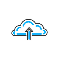 Poster - Cloud line icon on white background. Vector color icon.