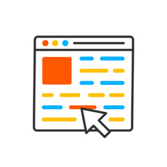Poster - Web page click line icon. Website cursor click. Vector color icon.