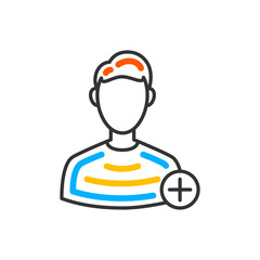 Poster - Add user male line icon. Vector color icon.