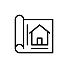 Poster - Paper drawing house icon. Simple line, outline vector elements of architecture icons for ui and ux, website or mobile application