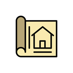Poster - Paper drawing house icon. Simple color with outline vector elements of architecture icons for ui and ux, website or mobile application