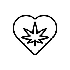 Canvas Print - Marijuana heart icon. Simple line, outline vector elements of herbal drugs icons for ui and ux, website or mobile application