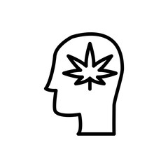 Poster - Marijuana head icon. Simple line, outline vector elements of herbal drugs icons for ui and ux, website or mobile application