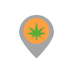 Poster - Marijuana location pin icon. Simple color vector elements of herbal drugs icons for ui and ux, website or mobile application