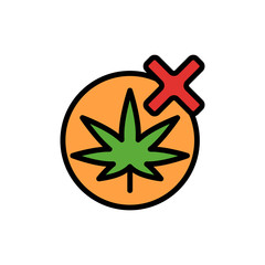 Wall Mural - Marijuana ban prohibit icon. Simple color with outline vector elements of herbal drugs icons for ui and ux, website or mobile application